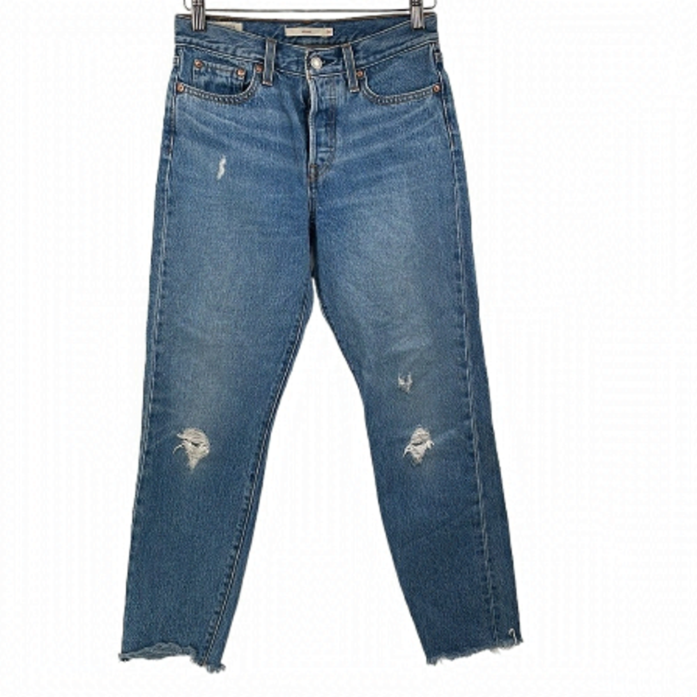 LEVI’S wedgie Jeans light distressed frayed hems button fly y2k sz 26